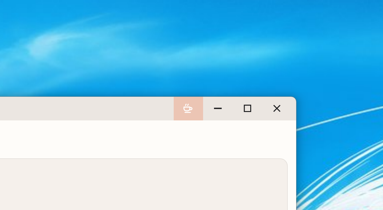 Nightshift coffee icon in the Picnic titlebar